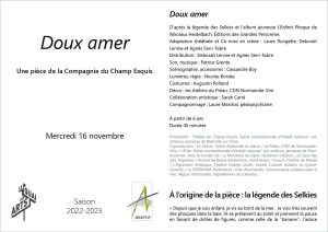 Feuille de salle du spectacle Doux Amer 
