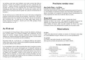 Feuille de salle du spectacle Doux Amer 